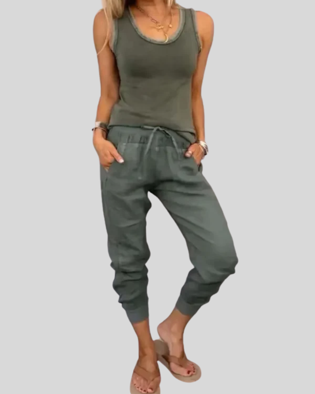 Talia | Casual Sleeveless Top & Jogger Pants Set