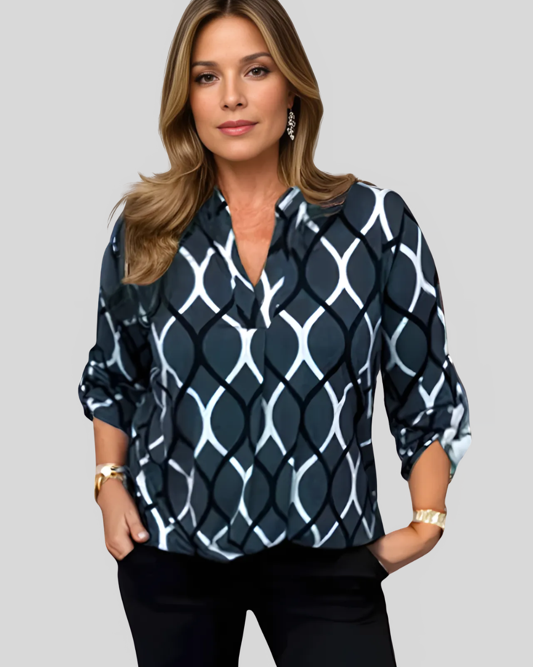 Talia | Casual Blouse With Geometric Pattern