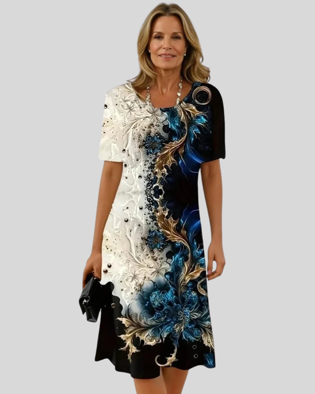 Talia | Comfortable Abstract Print Midi Dress