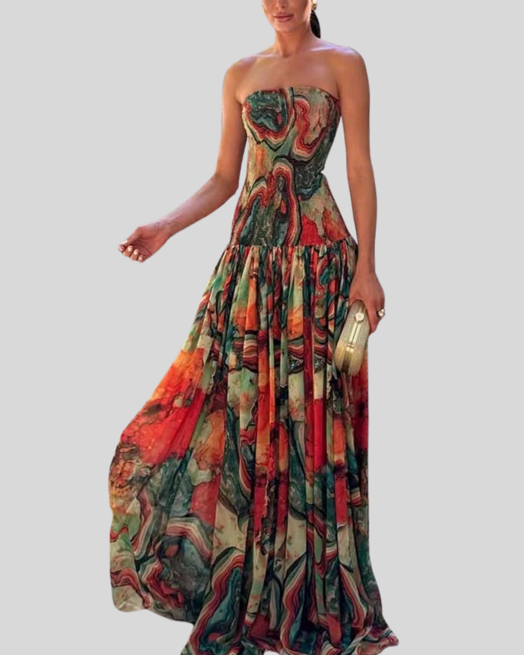 Talia | Colorful Lava Print Maxi Dress