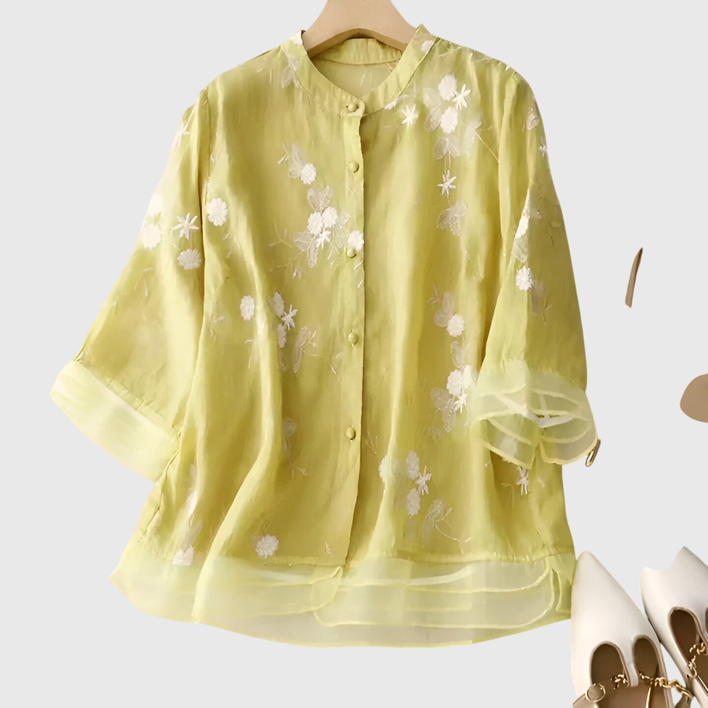 Talia | Elegant Top with Embroidered Flowers