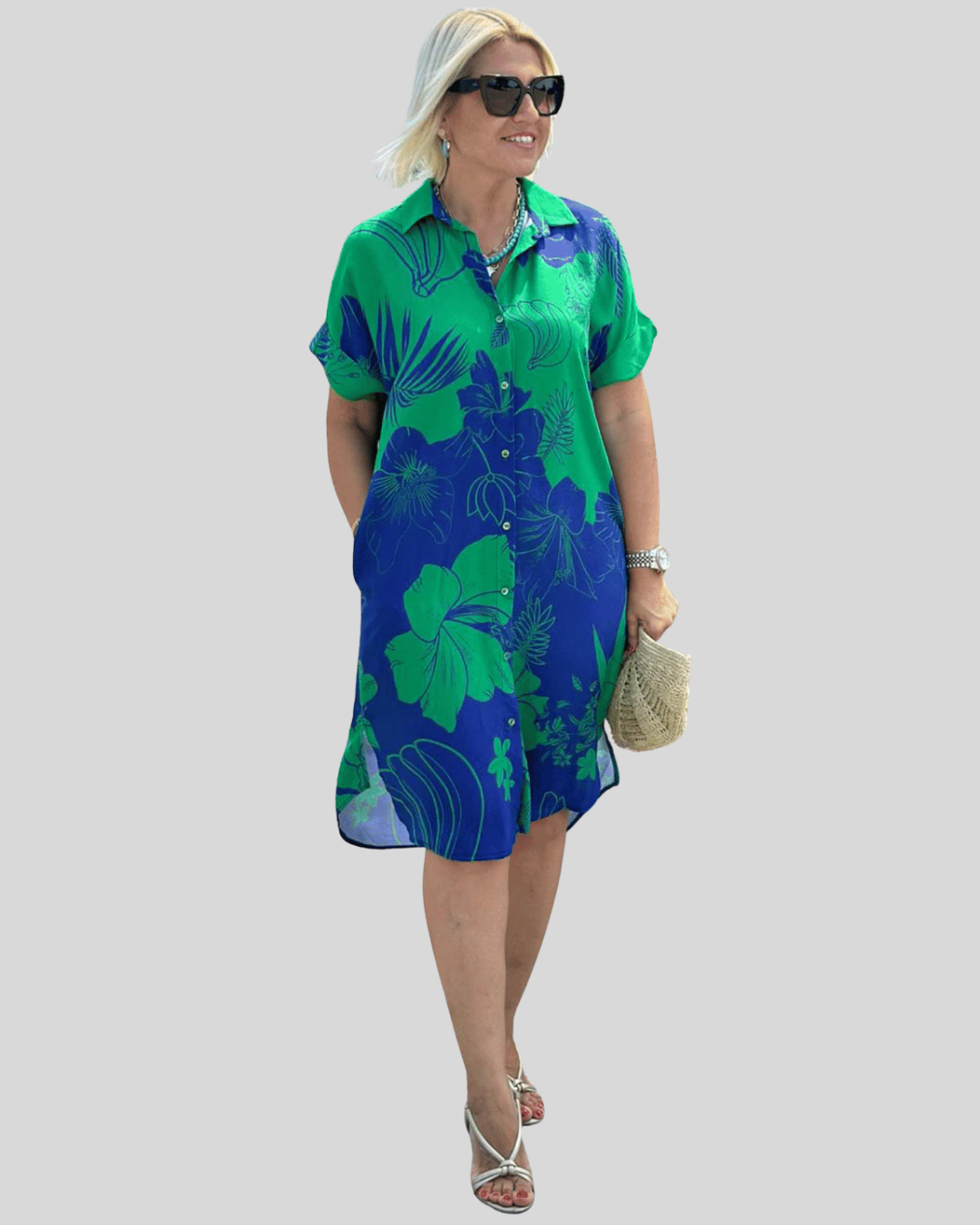 Talia | Floral Collared Button Down Midi Dress