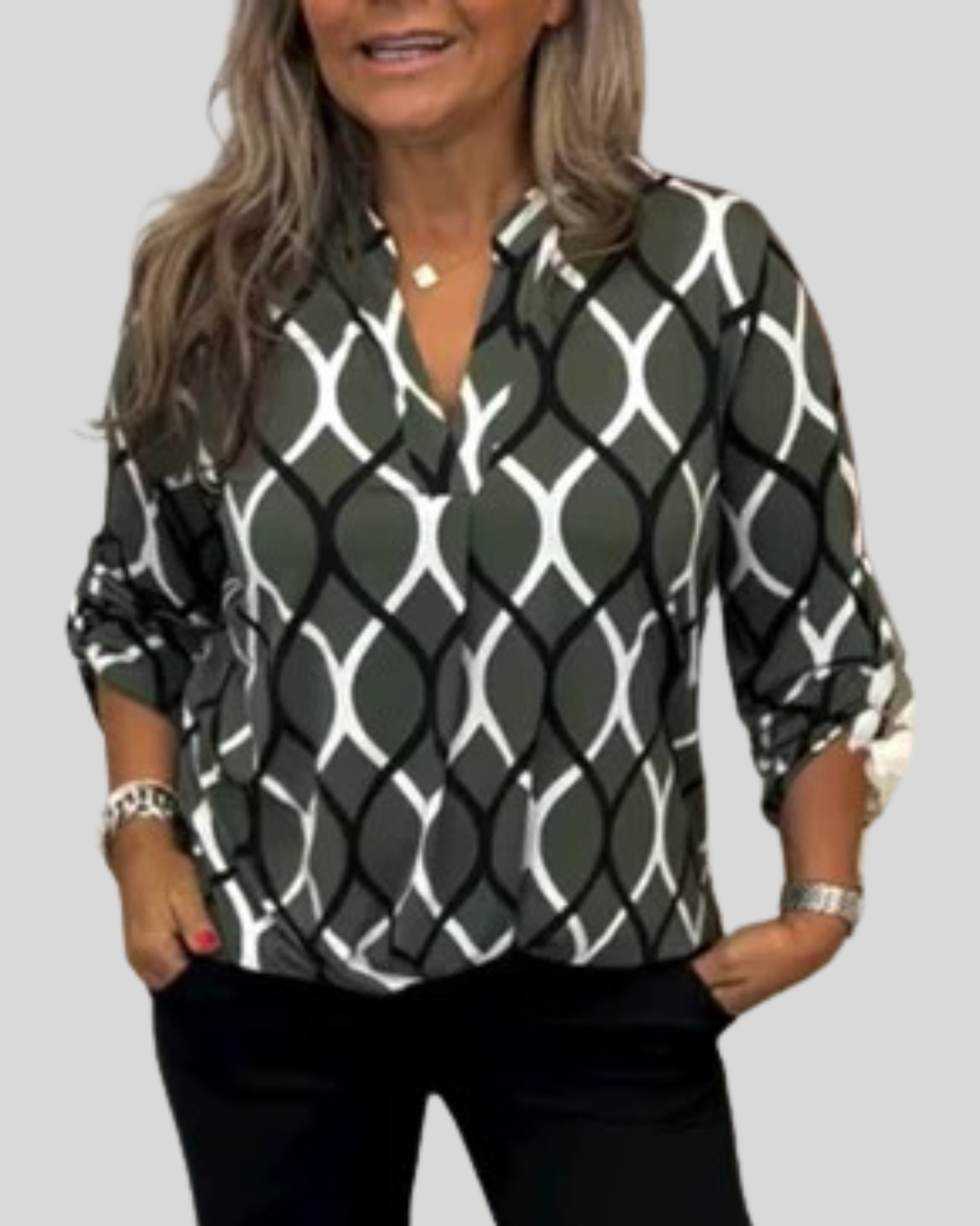 Talia | Casual Blouse With Geometric Pattern