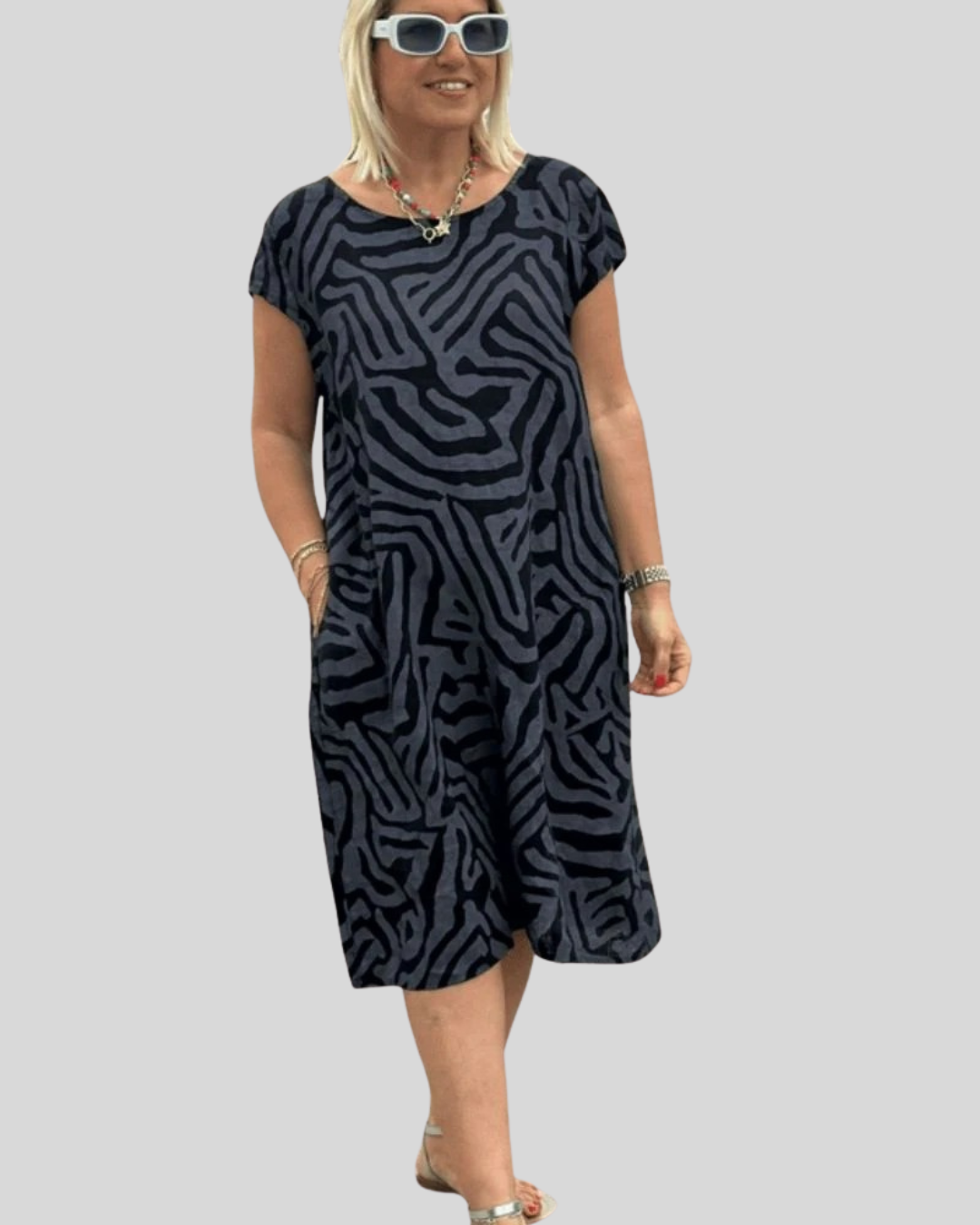 Talia | Breathable Printed Dress With Pockets