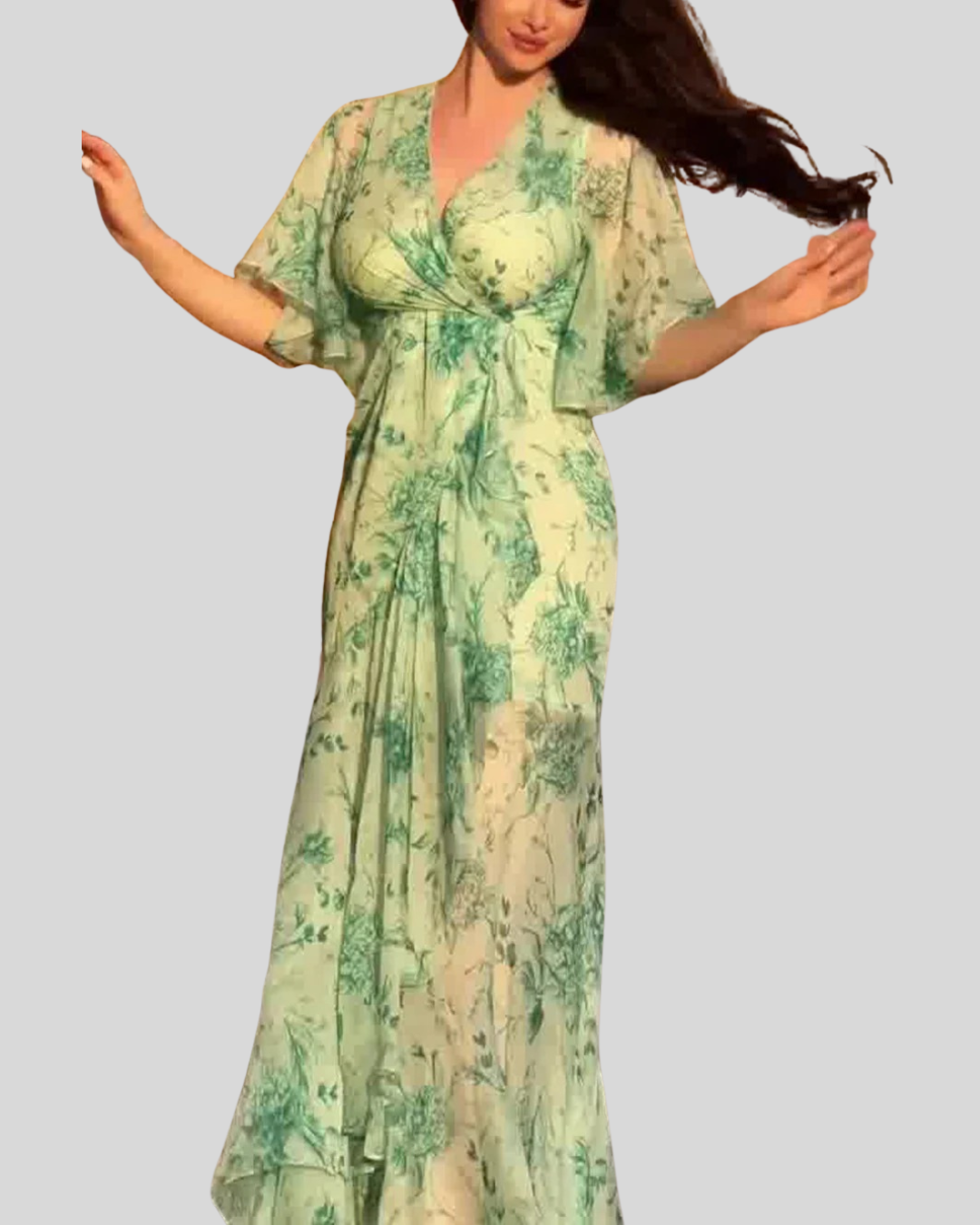 Talia | Vintage V-Neck Trumpet Sleeve Dress
