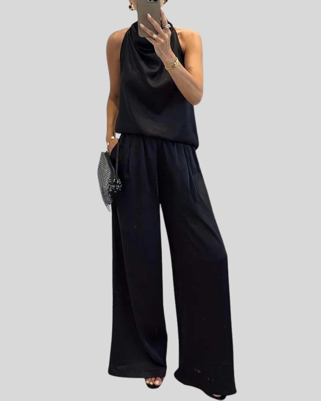 Talia | Elegant Satin Top And Pants Set