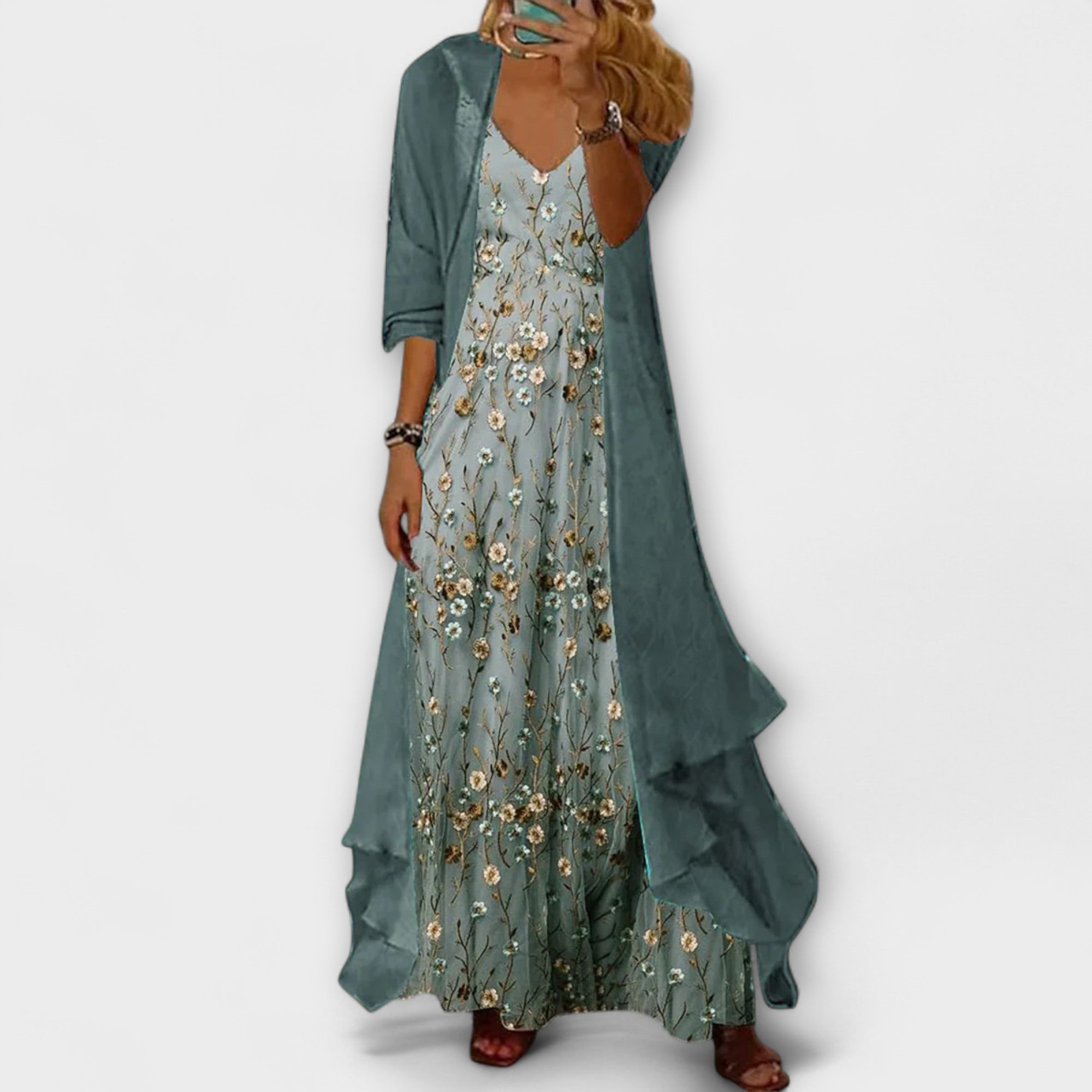 Talia | Elegant Maxi Dress Two-Piece Set