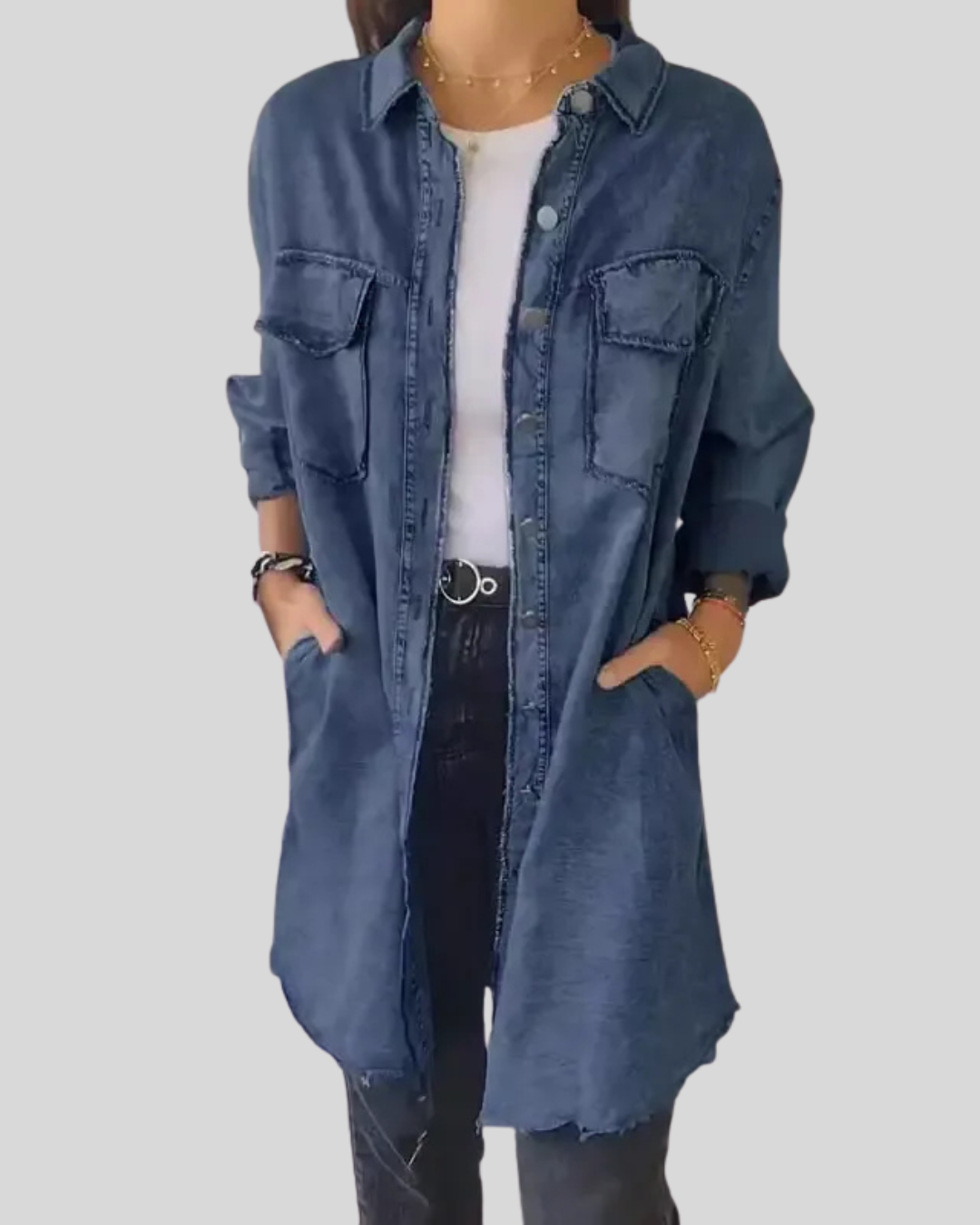 Talia | Casual Pocketed Denim Shirt Jacket
