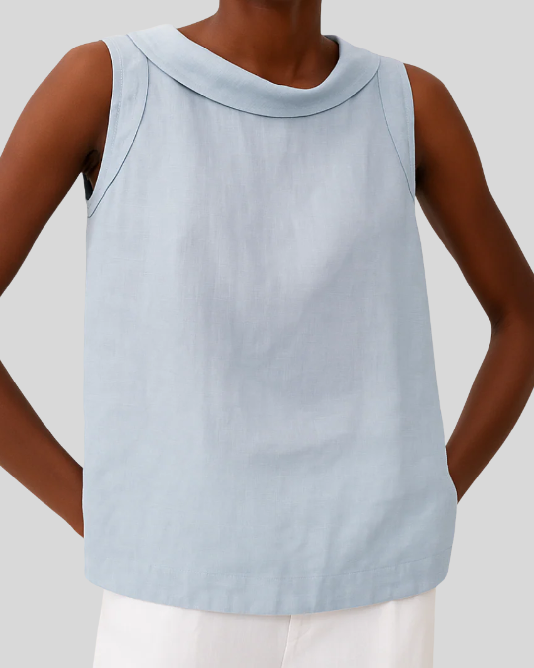 Talia | Elegant Sleeveless Roll Collar Blouse