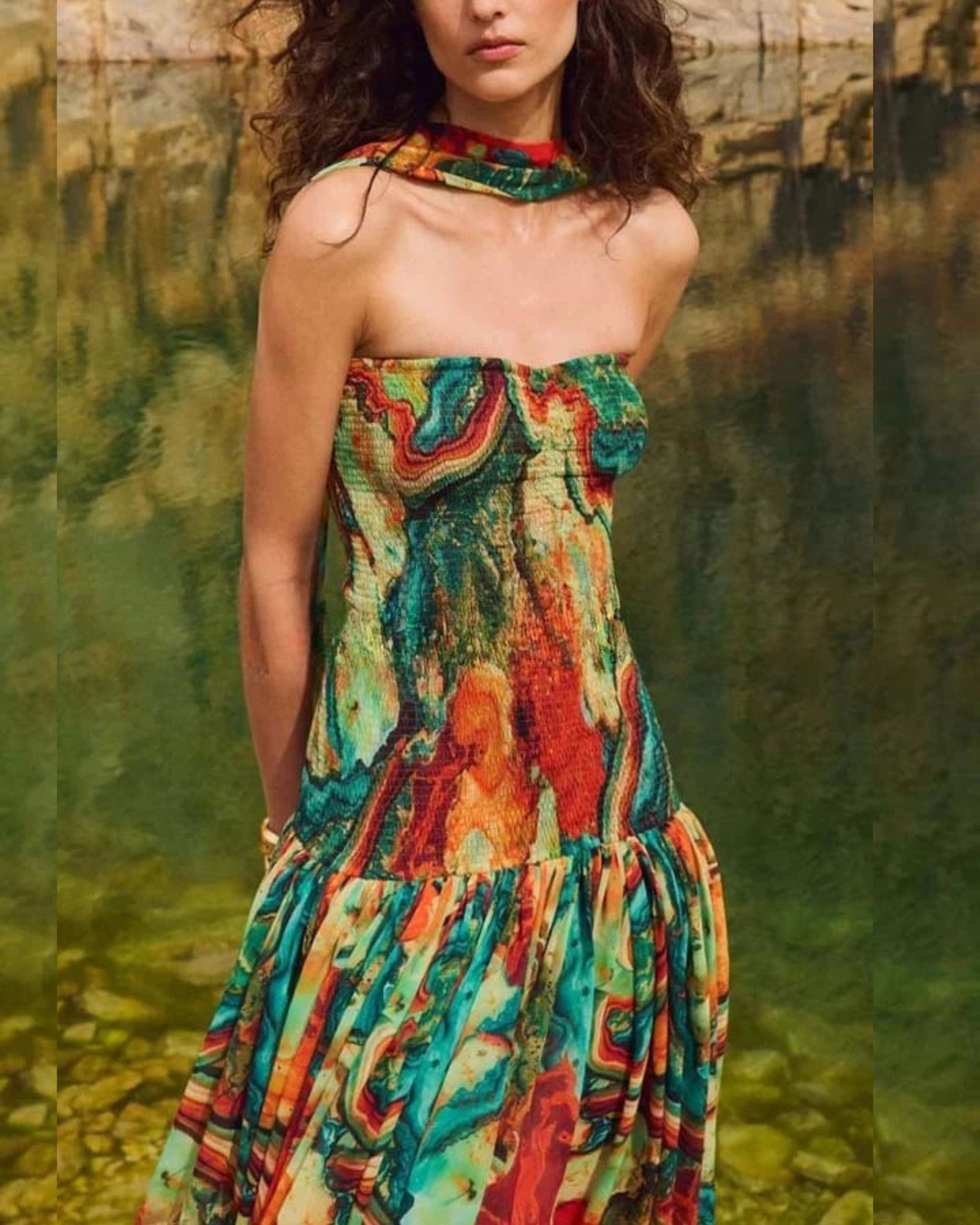 Talia | Colorful Lava Print Maxi Dress
