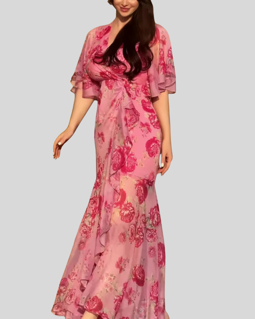 Talia | Vintage V-Neck Trumpet Sleeve Dress