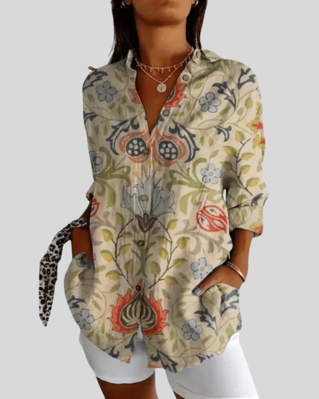 Talia | Elegant Floral Long Sleeve Blouse