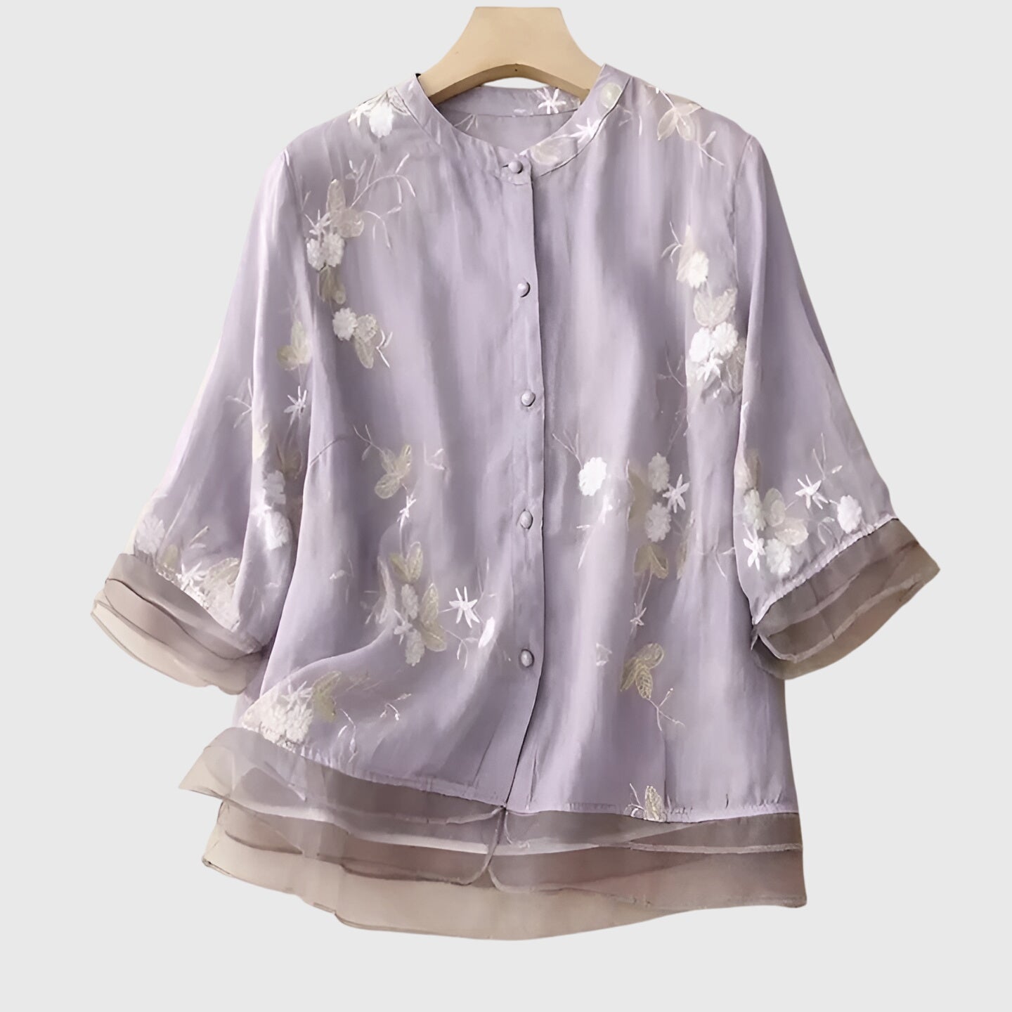 Talia | Elegant Top with Embroidered Flowers
