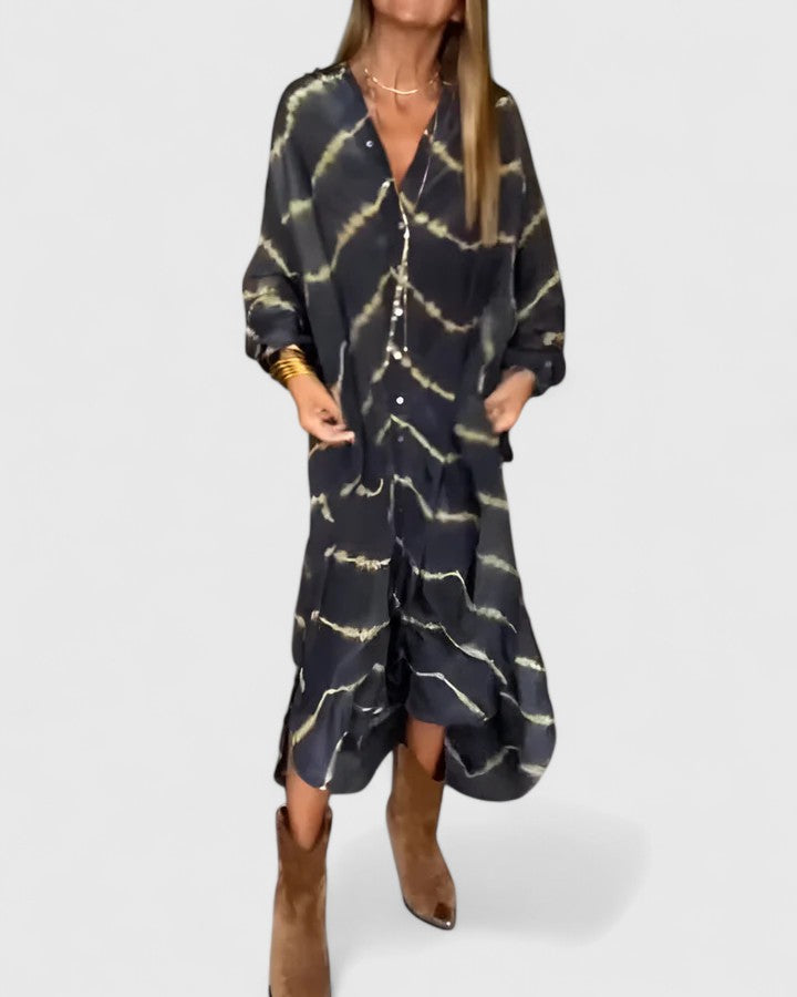 Talia | Elegant Boho Striped Maxi Dress