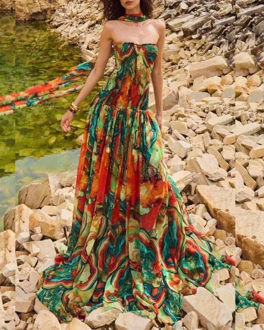 Talia | Colorful Lava Print Maxi Dress