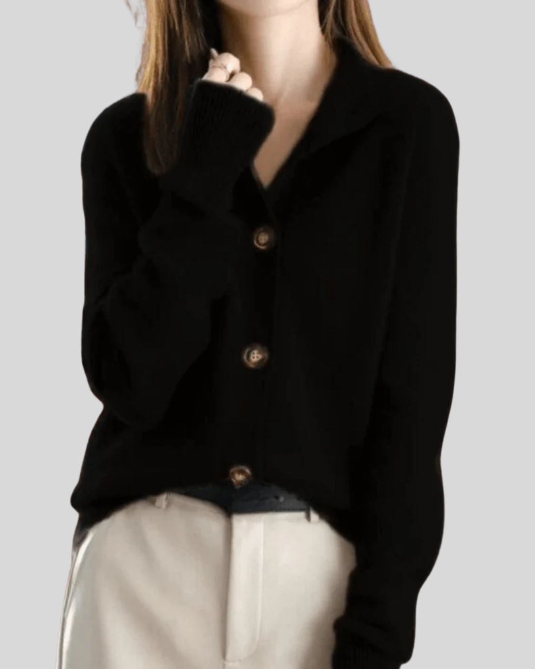 Talia | Retro-Style Knitted Cashmere Cardigan