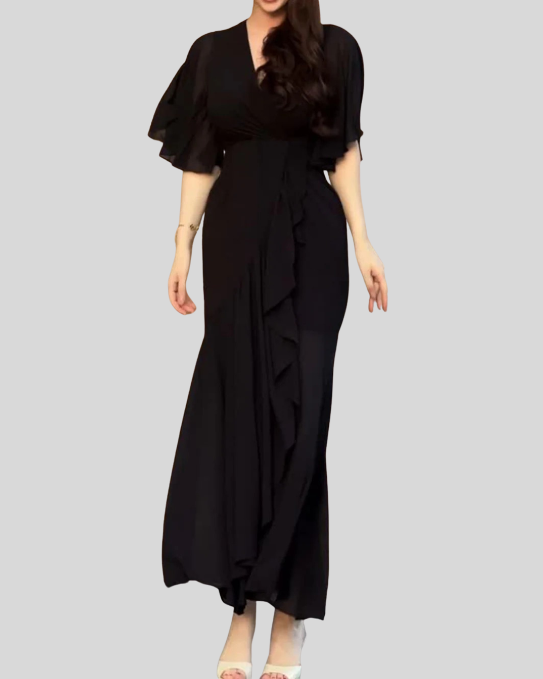 Talia | Vintage V-Neck Trumpet Sleeve Dress