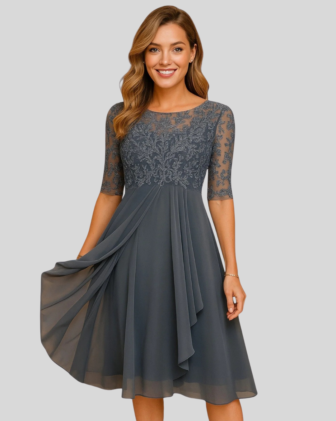Talia | Classic A-Line Dress With Lace Detail