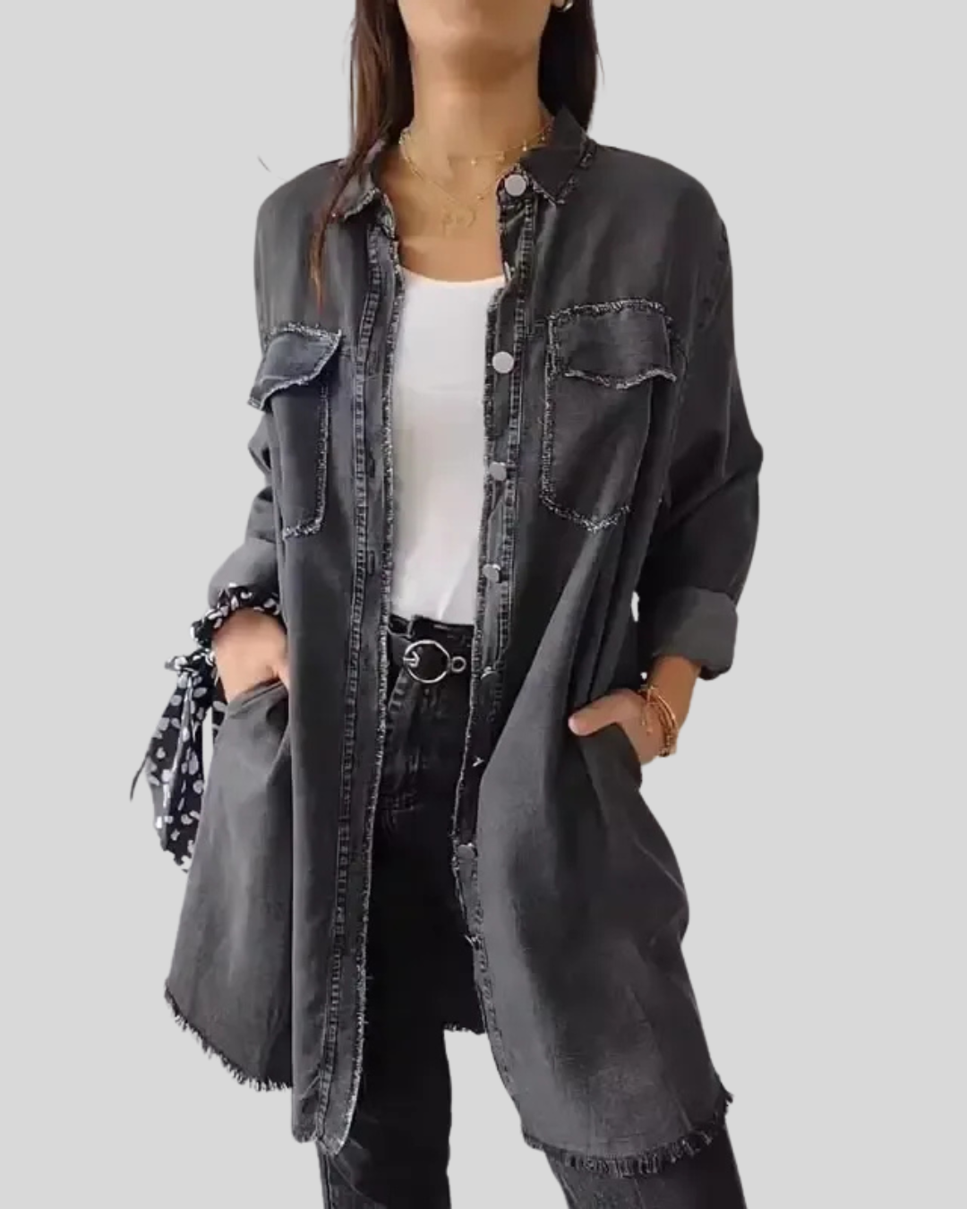 Talia | Casual Pocketed Denim Shirt Jacket