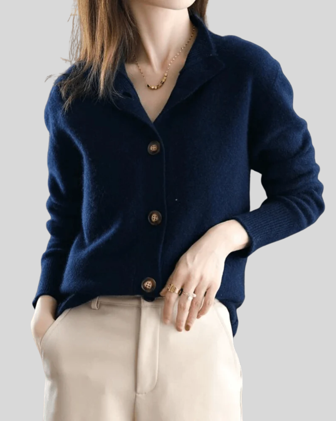 Talia | Retro-Style Knitted Cashmere Cardigan