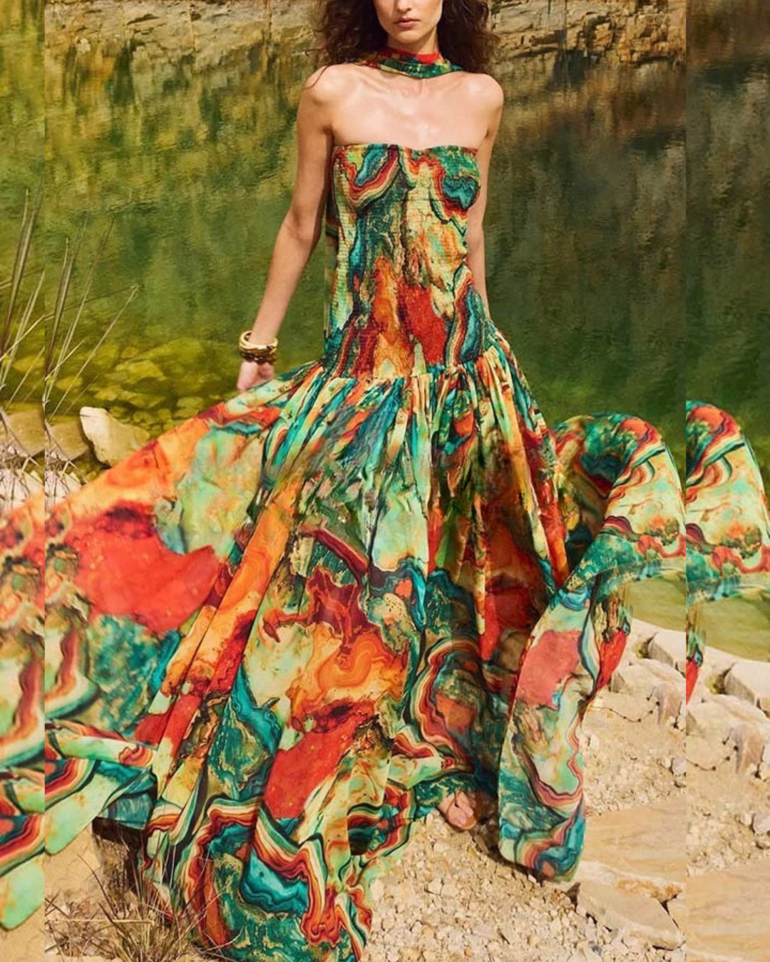 Talia | Colorful Lava Print Maxi Dress