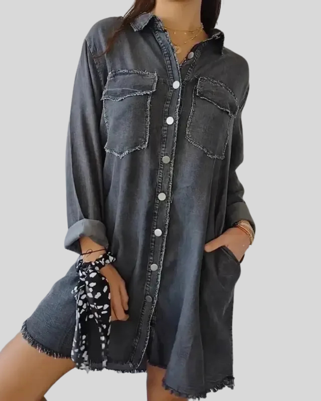 Talia | Casual Pocketed Denim Shirt Jacket