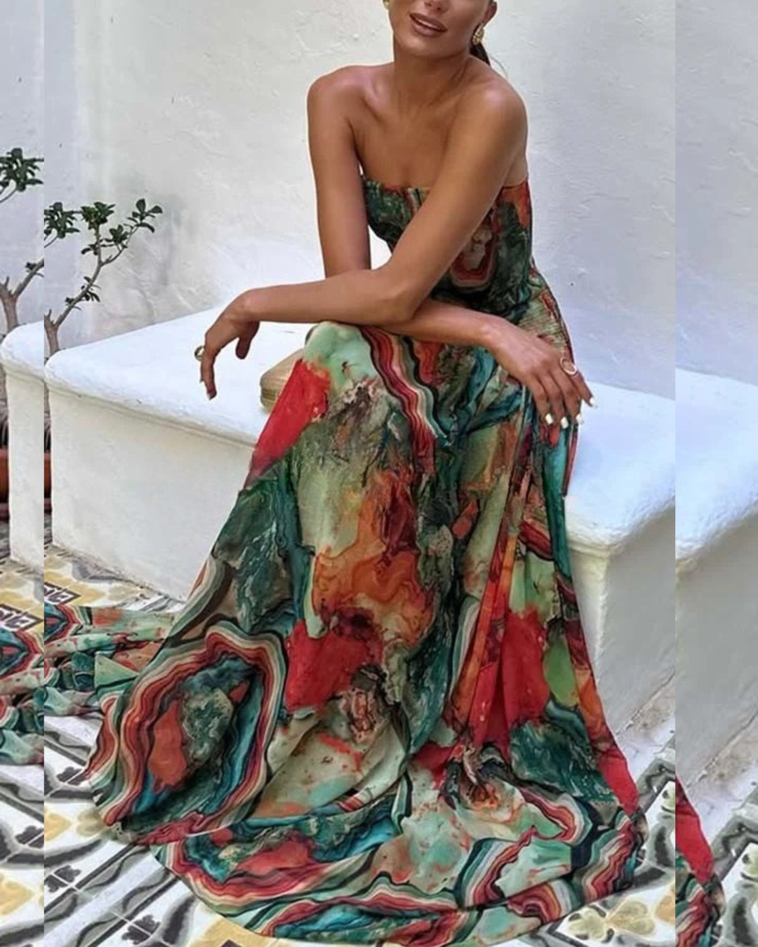 Talia | Colorful Lava Print Maxi Dress