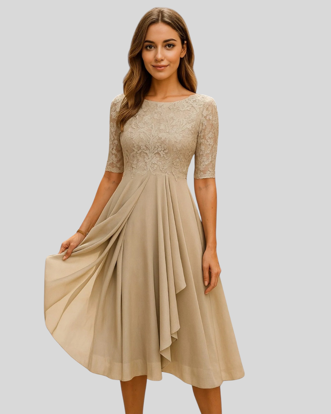 Talia | Classic A-Line Dress With Lace Detail