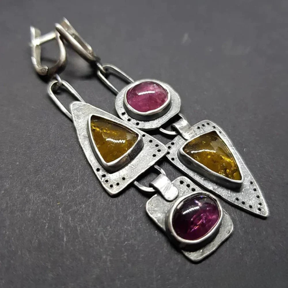 Talia | Retro Triangular Geometric Earrings