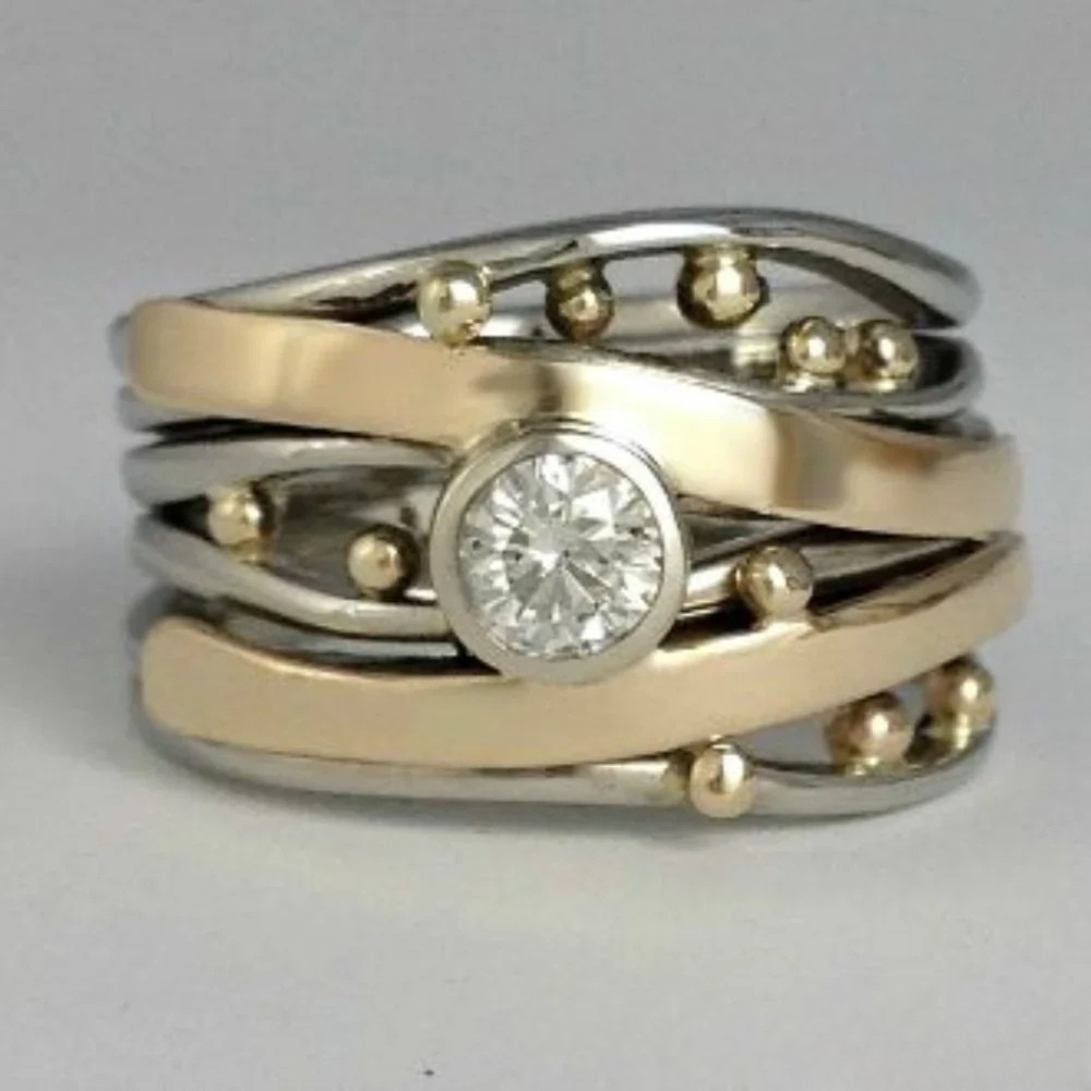 Talia | Classic Gold Inlaid Zirconia Ring