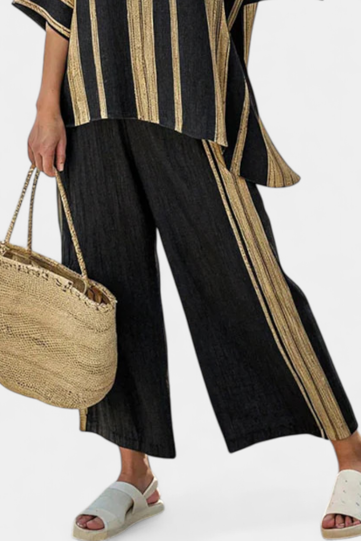 Talia | Comfortable Oversized Striped Top & Relaxed Linen Pants