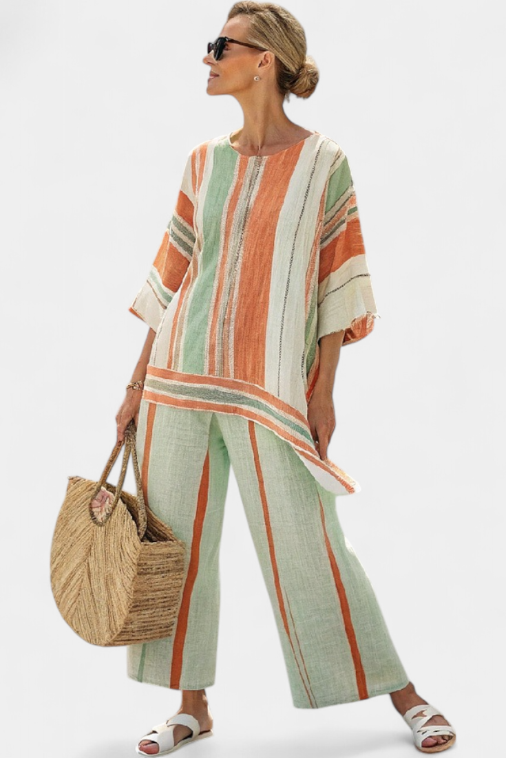 Talia | Elegant Asymmetrical Top & Wide-Leg Pants