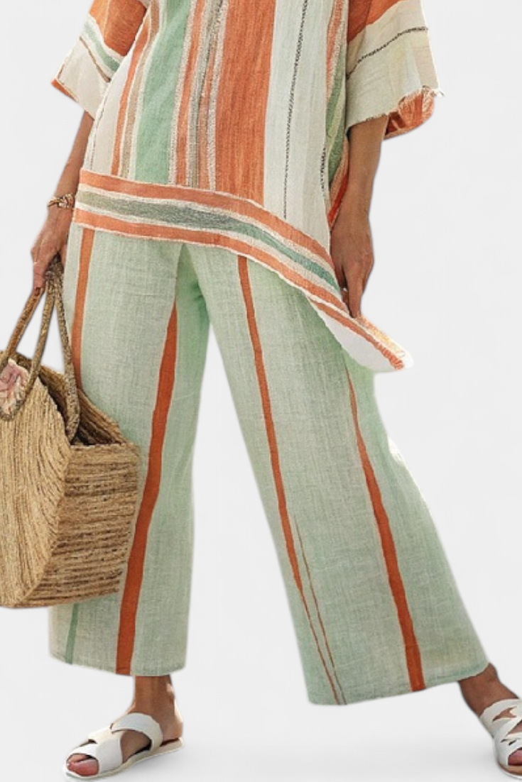 Talia | Elegant Asymmetrical Top & Wide-Leg Pants