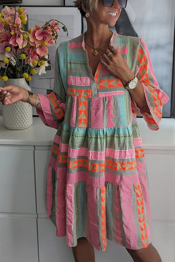 Talia | Collared Boho Tiered Swing Dress