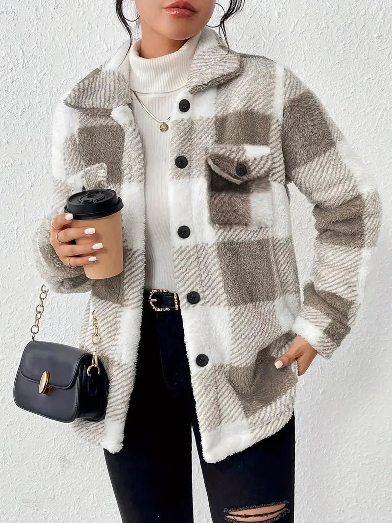 Talia | Stylish Plaid Fleece Jacket