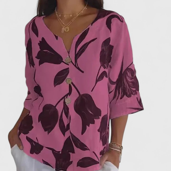 Talia | Elegant Floral Print Blouse