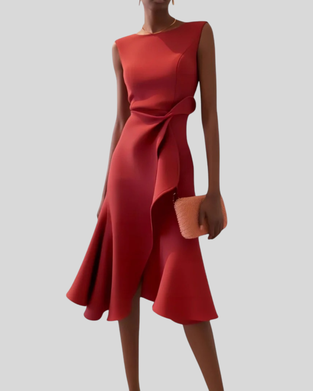 Talia | Draped Asymmetric Sleeveless Midi Dress