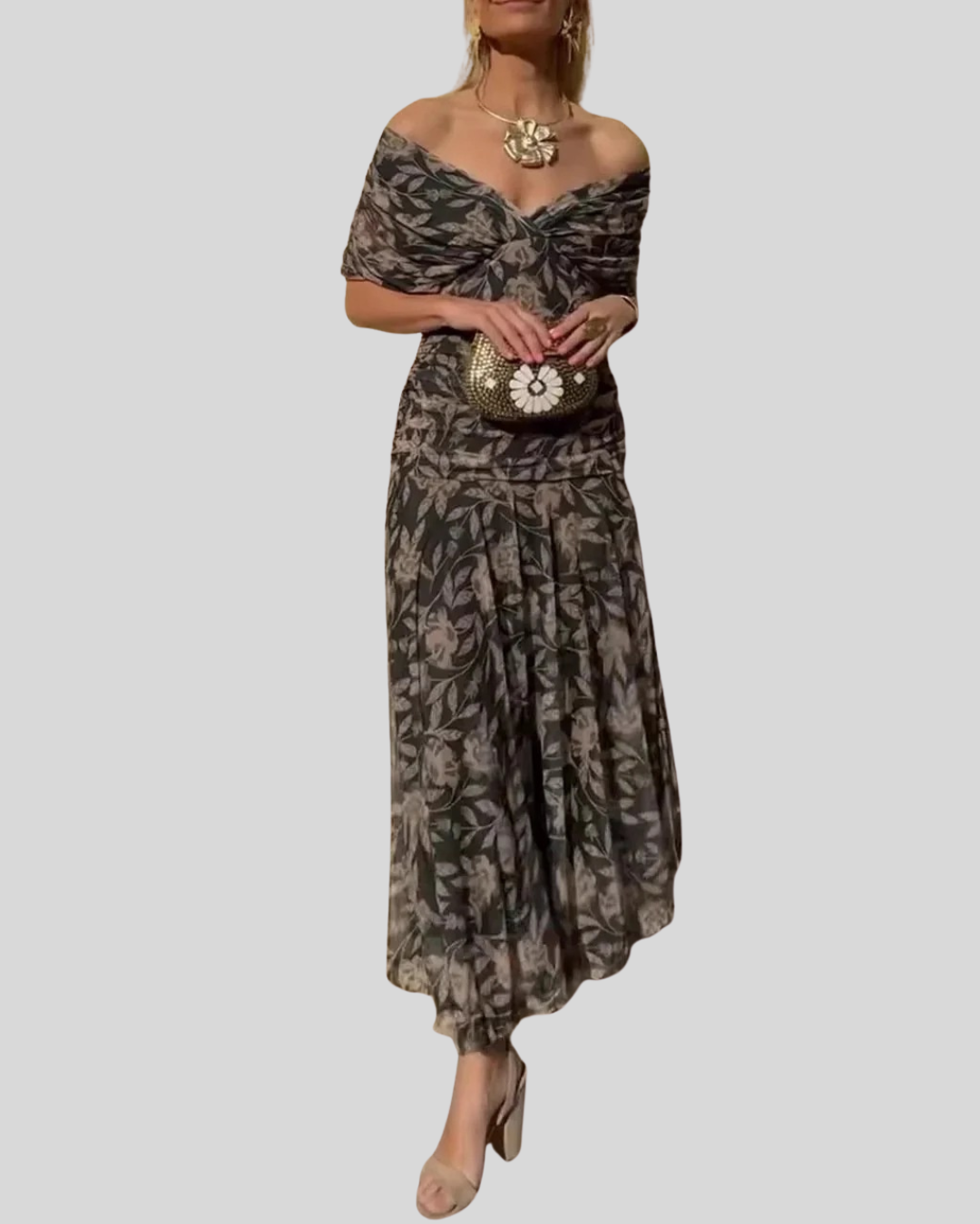 Talia | Flowing Floral Off-Shoulder Maxi Dress