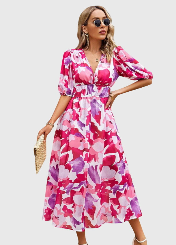 Talia | Flattering Floral Midi Dress