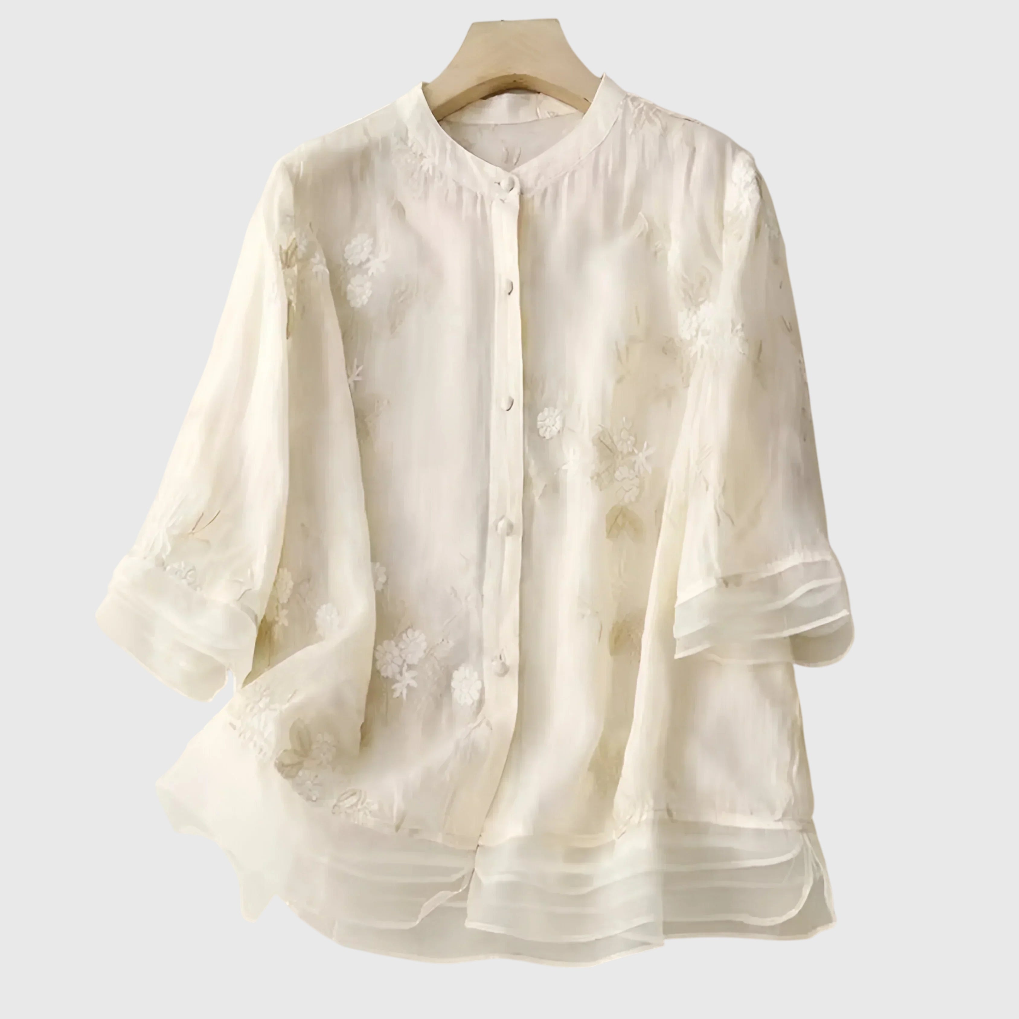 Talia | Elegant Top with Embroidered Flowers