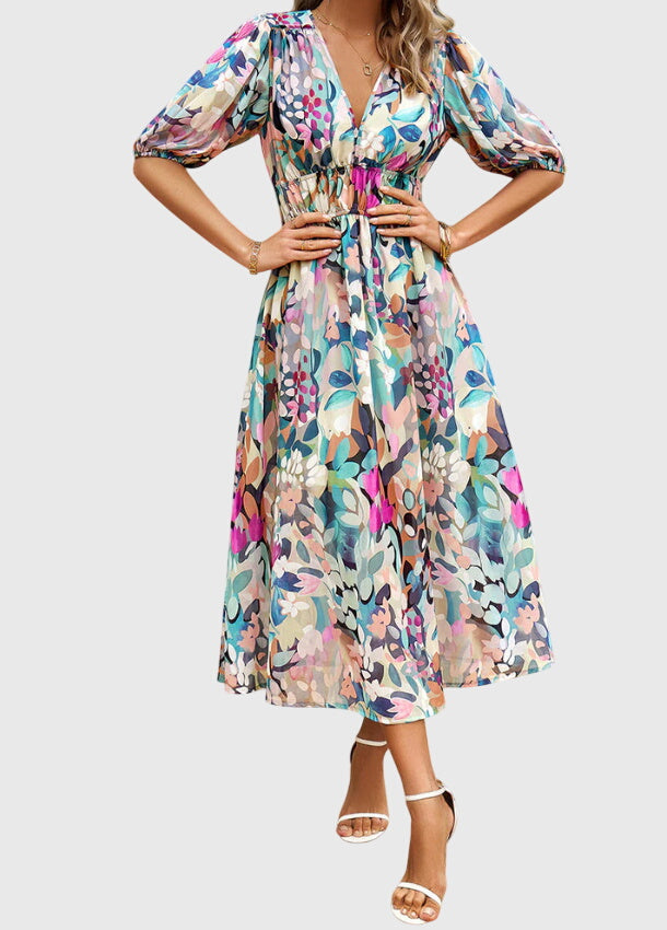 Talia | Flattering Floral Midi Dress