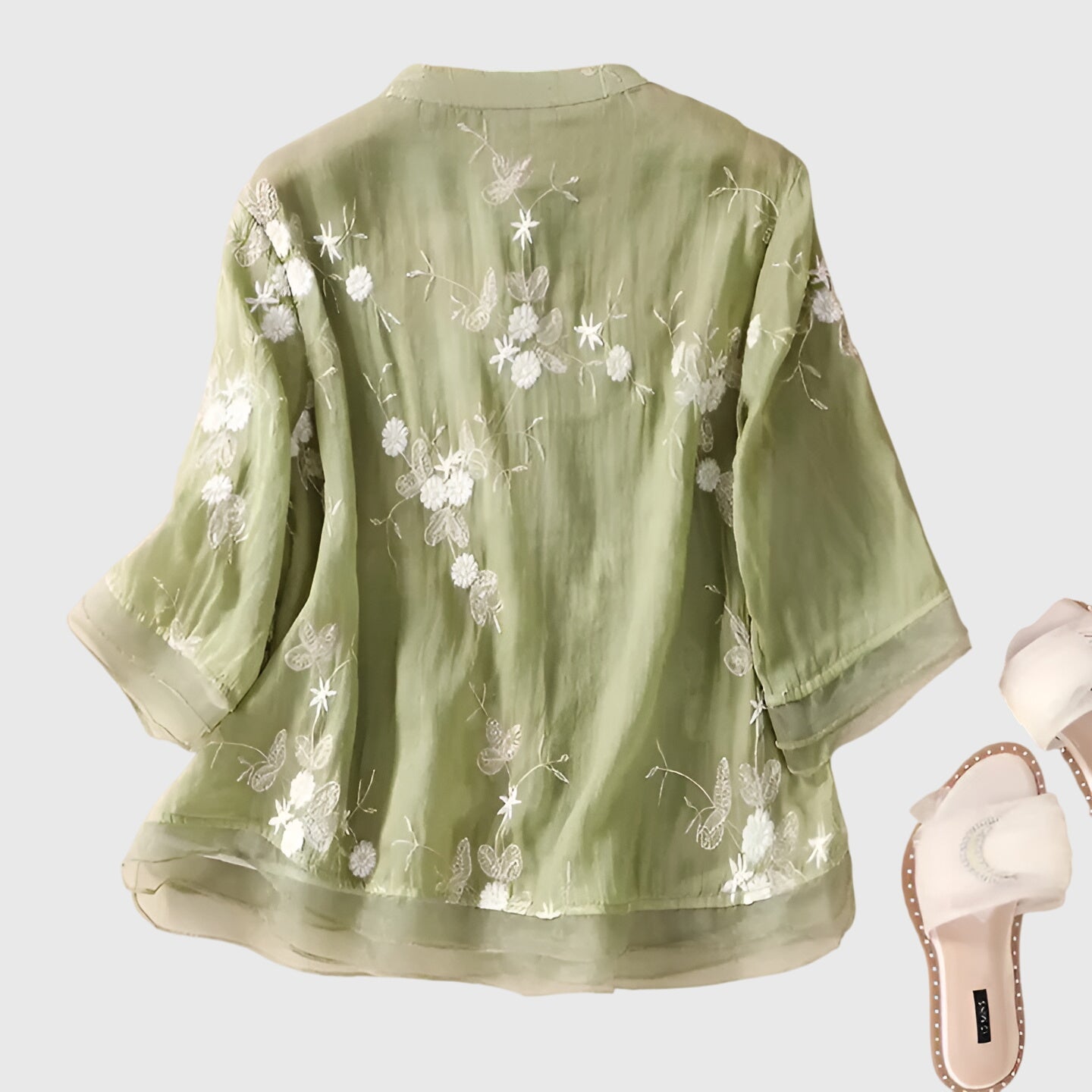 Talia | Elegant Top with Embroidered Flowers