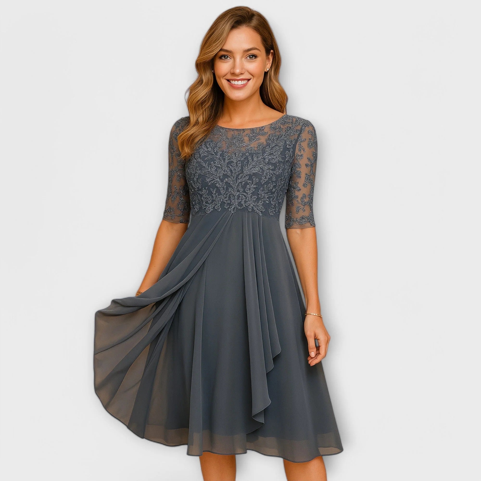 Talia | Graceful Flowing Lace Midi Dress