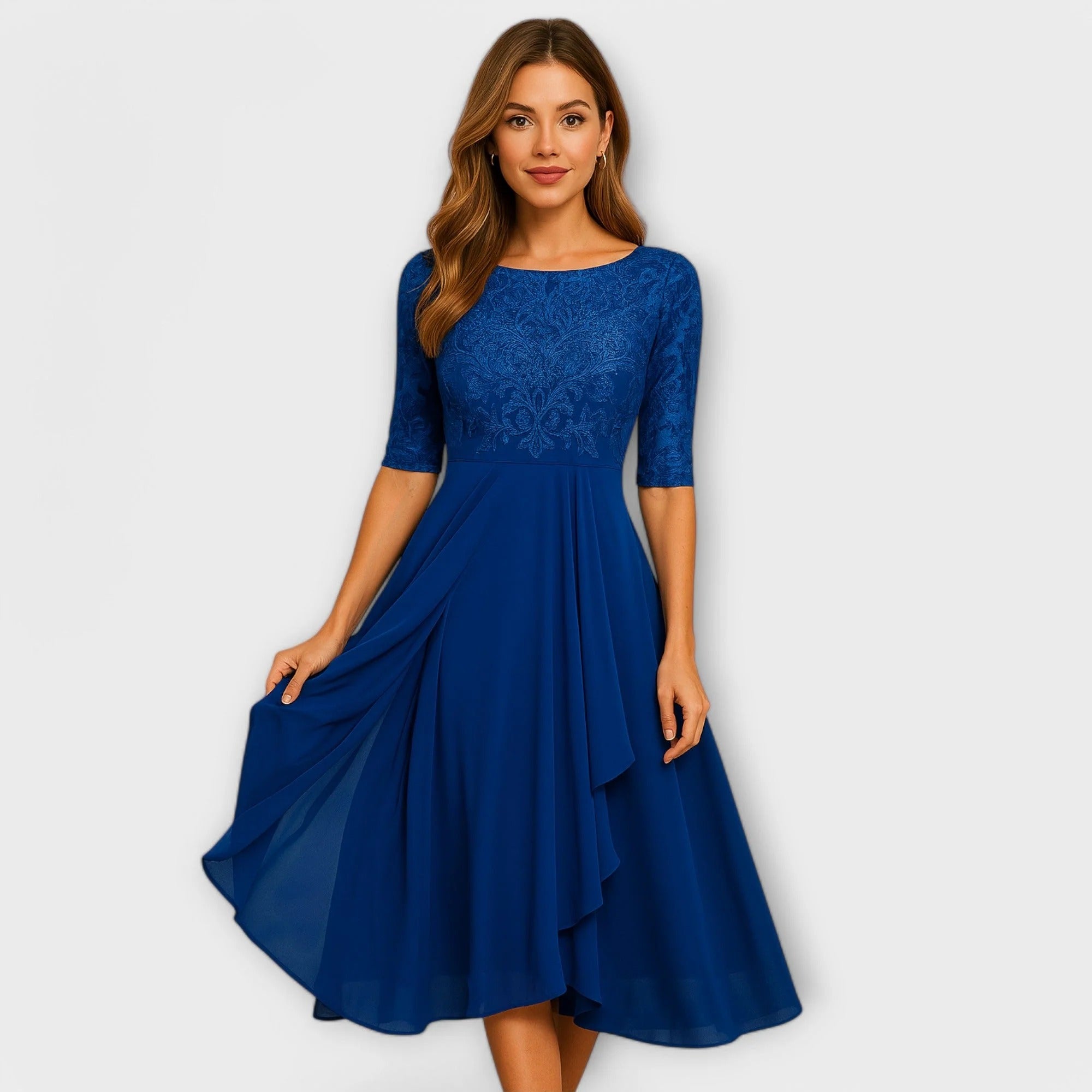 Talia | Graceful Flowing Lace Midi Dress