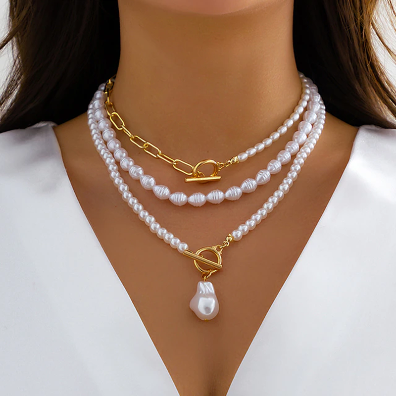Talia | Vintage Pearl Necklace in Multi-Layer Design
