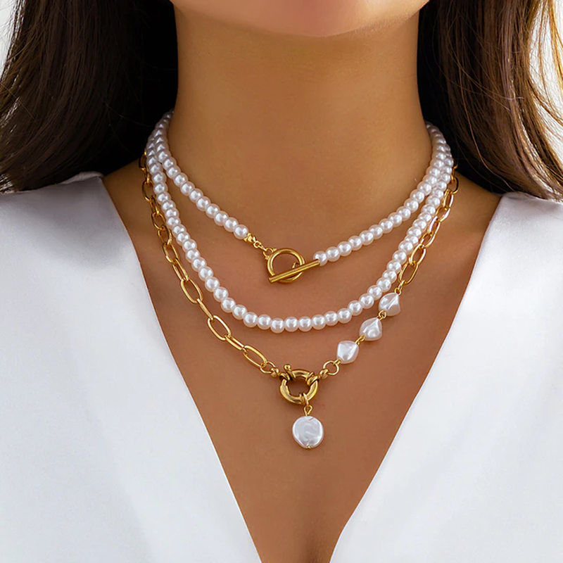 Talia | Vintage Pearl Necklace in Multi-Layer Design