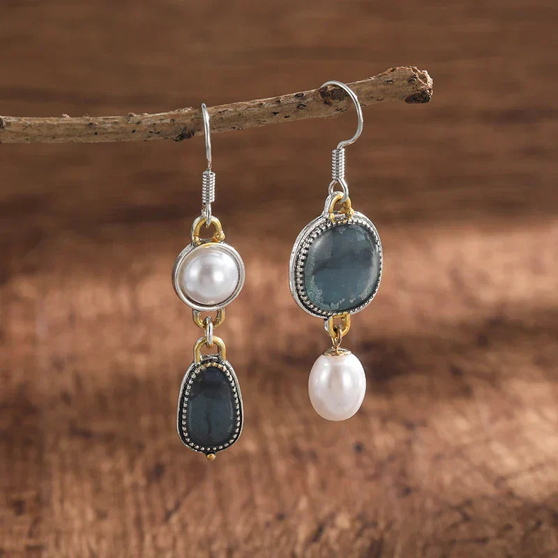 Talia | Retro Blue Natural Stone Earrings