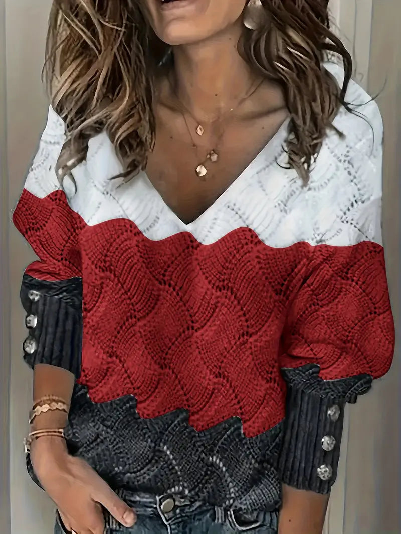Talia | Elegant V-Neck Knitted Sweater