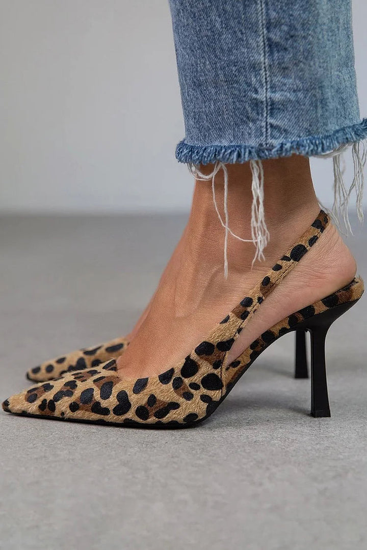 Talia | ARIONELLE LEOPARD SLINGBACK HEELS