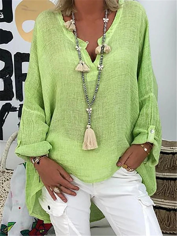 Talia | Basic Solid Long Sleeve Shirt